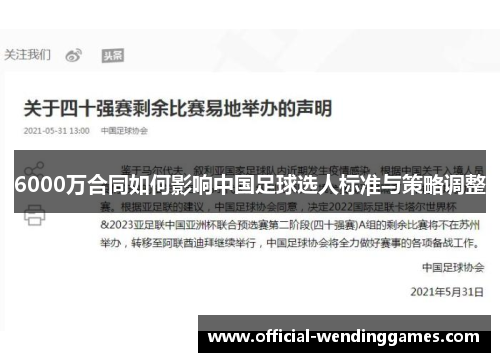 6000万合同如何影响中国足球选人标准与策略调整